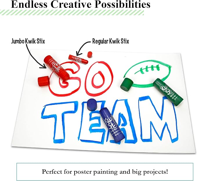 The Pencil Grip Kwik Stix Tempera Paints, Jumbo Tempera Paint Pens, 4 Times More Paint, Super Quick Drying, 6 Classic Colors- TPG-646