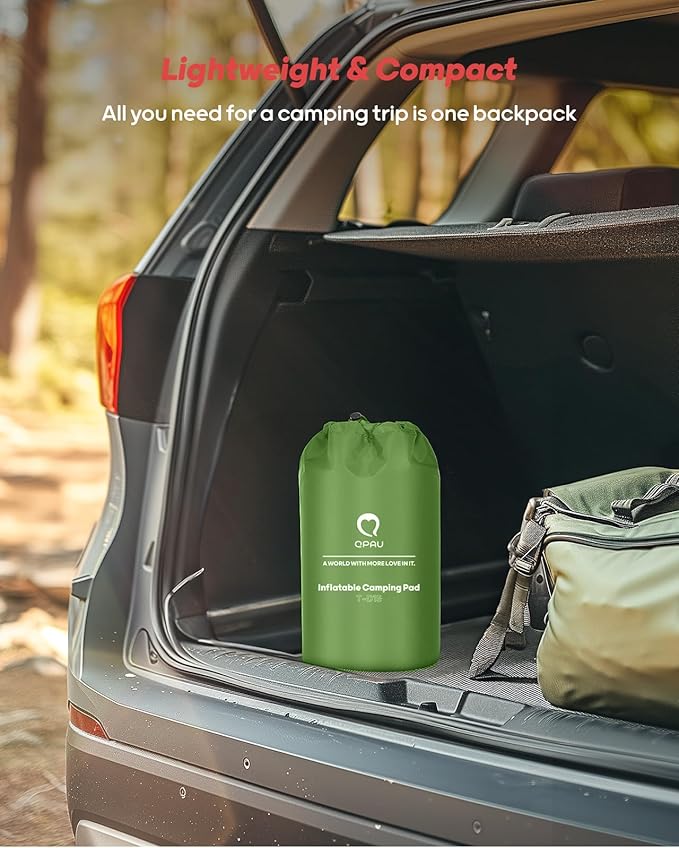 QPAU Camping Sleeping Pad, 2 Person Camping Mat, Enhanced Support for Healthy Comfort Sleep, with Built-in Foot Pump, 4.7 Inch Durable Sleeping Mattress, Hiking, Backpacking and Home - Green-1