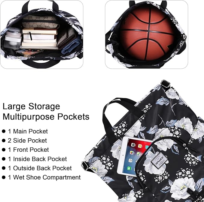 Dry Wet Drawstring Backpack with Shoe Compartment for Women Adjustable Gym Bag