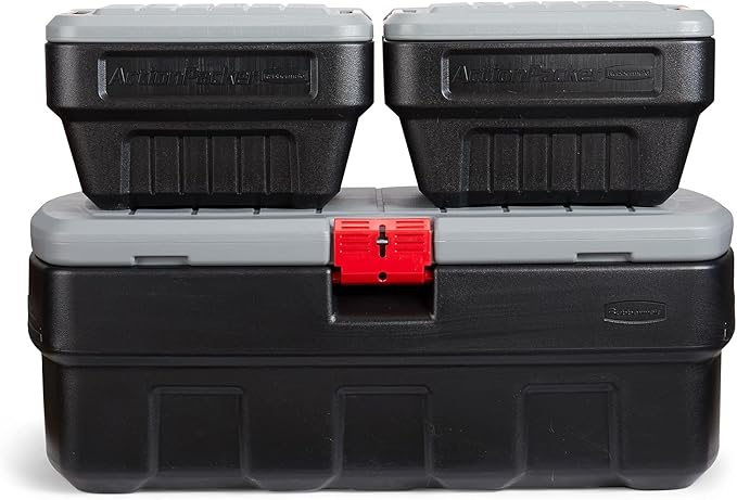 Rubbermaid ActionPacker️ 48 Gal with 8 Gal Containers Nested, Lockable Storage Bins, Industrial, Rugged Storage Container Bundle with Lids