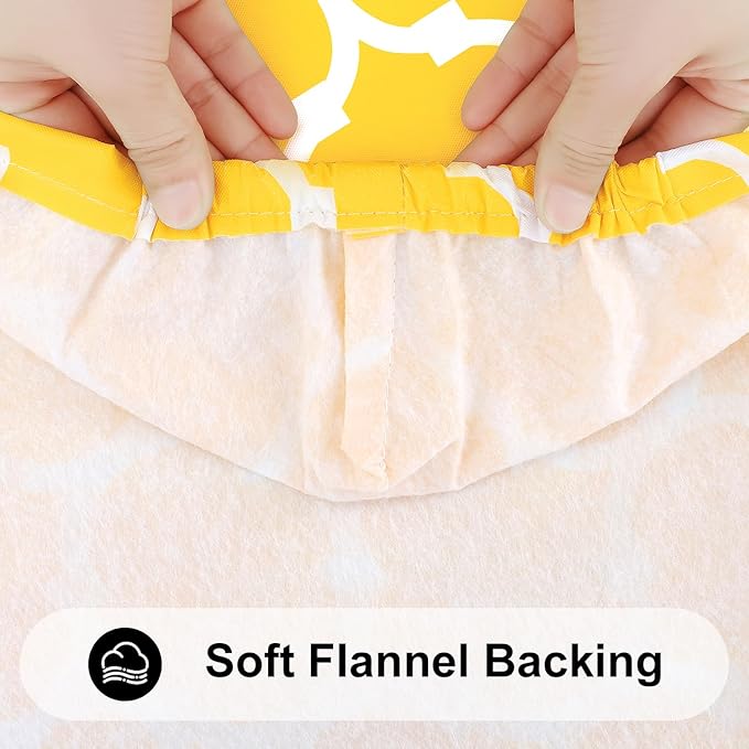 Smiry Rectangle Picnic Table Cover, Waterproof Elastic Fitted Camping Tablecloths for 6 Foot Tables, Wipeable Flannel Backed Vinyl Tablecloth Protector for Indoor, Outdoor (Yellow, 30x72 Inches)