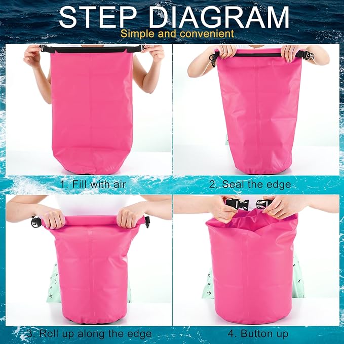 4 Set 2 in 1 Sand Anchor and Buoy Kit Floating Bag Kayak Anchor Waterproof Dry Bag for Lake Beach Boats Watercrafts Hiking Camping Water Sports Surfing Tubing Kayaking(Rose Red)