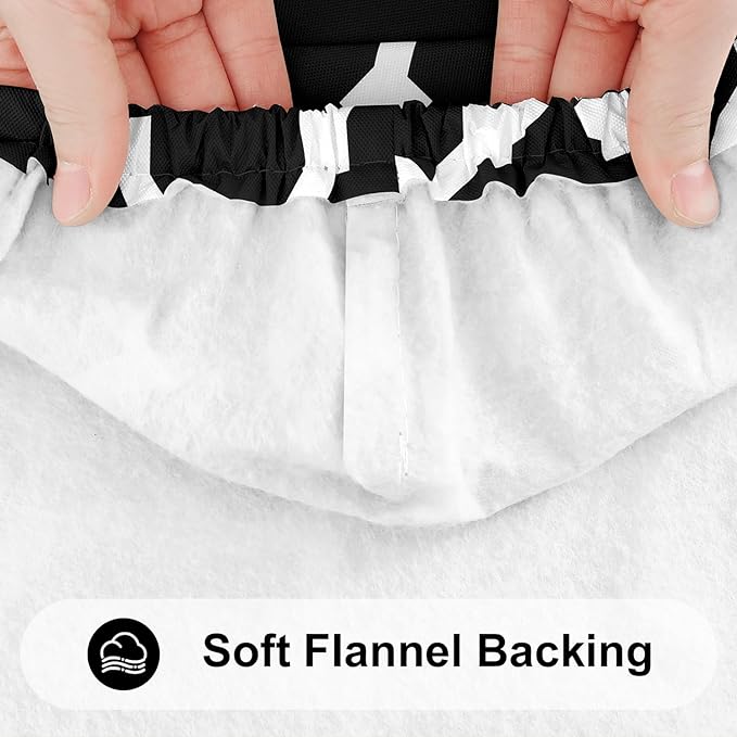 Smiry Rectangle Picnic Table Cover, Waterproof Elastic Fitted Camping Tablecloths for 6 Foot Tables, Wipeable Flannel Backed Vinyl Tablecloth Protector for Indoor, Outdoor (Black, 30x72 Inches)