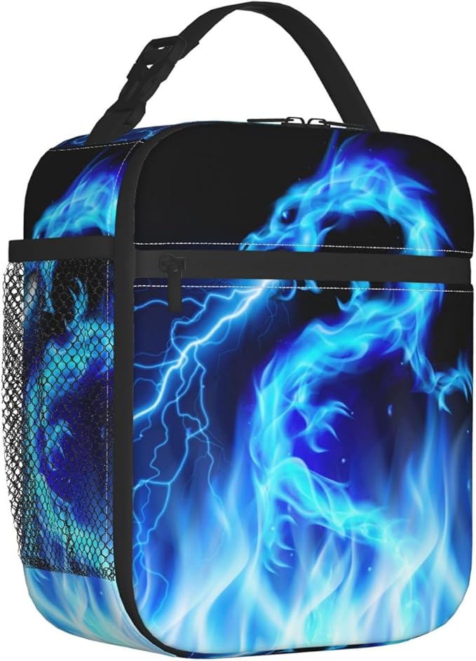 Blue Ice Dragon Lunch Box for Kids Boys Girls, Insulated Lunch Bag for Women Men, Leakproof Durable Lunch Cooler for School Work Travel