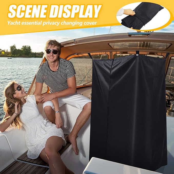 Boats Privacy Curtain Changing Room with Bag Portable Privacy Tent Easy Up Pontoon Enclosure Partition for Pontoons Boat Hanging Tent 27" W x 30" D x 72" H(Black)