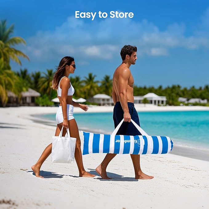 Grandekor UPF 50+ 6'×6' Beach Cabana with Sand Anchor Sidewall Hanging Hook Portable for Family Beach Trips Outdoor Shade Shelte