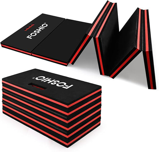 FOSHIO Foldable EVA Mat with Carrying Handles - Thick Kneeling Mat for Mechanics, Garage, Picnicking, Gardening, Camping, Home Gym