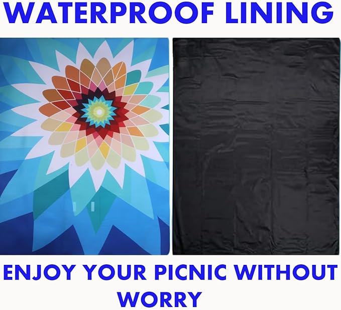 scuddles Picnic Blankets Dual Layers Picnic Blanket Outdoor Water-Resistant Handy Mat Tote Spring Summer Camping Blanket Great for The Beach