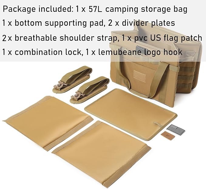Tactical Camping Storage Bag - 38L Utility Tote Bag Organizer with Combination Lock and Shoulder Strap