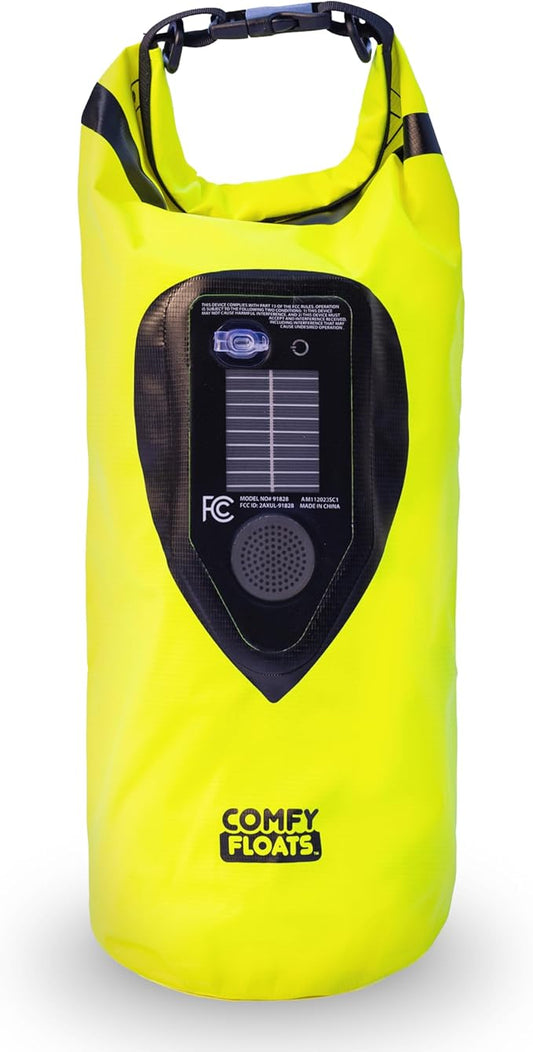 COMFY FLOATS Waterproof Dry Bag with Solar Bluetooth Speaker - 10L Roll Top Dry Sack Keeps Gear Dry for Men Women Kayaking, Beach, Rafting, Boating, Hiking, Camping and Fishing