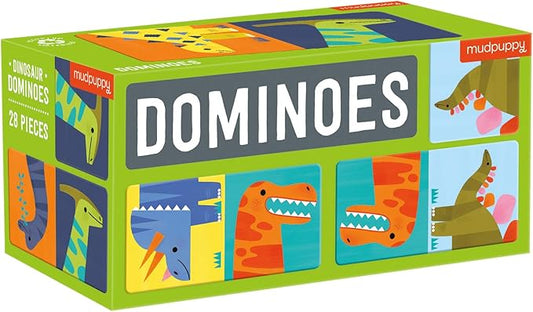 Mudpuppy Dinosaur Dominoes – Giant Dominoes Set for Kids, Matching Game for Ages 3-8, 2+ Players – Includes 28 Jumbo Double-Sided Dominoes