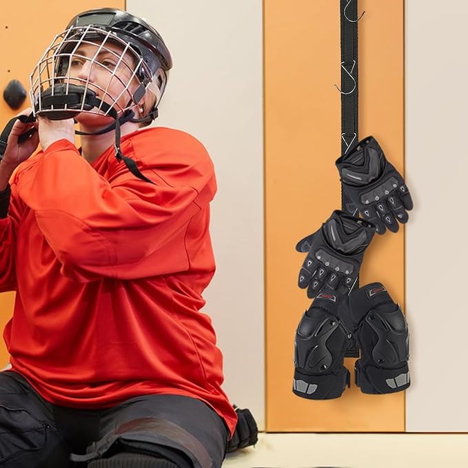 Hockey Drying Rack,Hockey Equipment Gear Drying Rack,Portable Sports Gear Organizer Hanging Straps with 5 Hooks,Ice Goalie Hockey Gifts For Boys Football Baseball Catcher.Outdoor Camping Must Haves