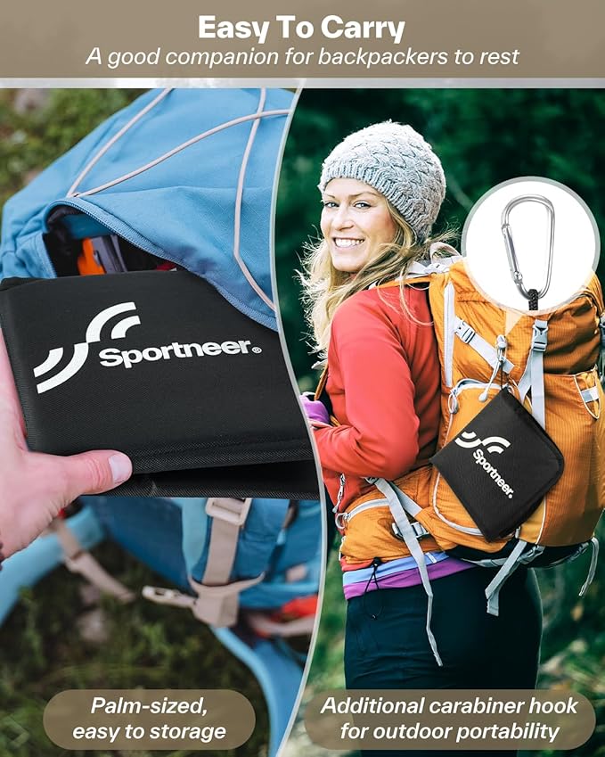 Sportneer Sitting Pad, Sit Pads for Backpacking Portable Camping Sit Pad Waterproof Folding Pad Stadium Seat Pad for for Camping Picnics Hiking