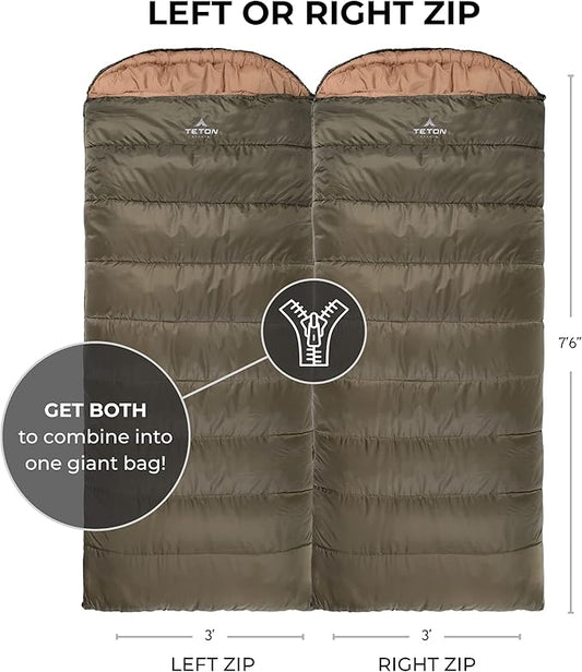 TETON Celsius XL, -25F, 20F, 0F Degree Sleeping Bags, All Weather Warm Sleeping Bag for Adults and Kids, Camping Season, Compression Sack Included