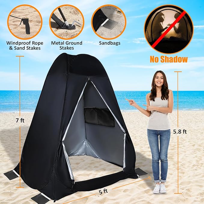 Pop Up Large Privacy Tent - 7ft Tall - Oversized Strong Camping Toilet Tent- Portable Camp Shower Pod w/Hooks- Porta Pod- Outdoor Bathroom, Potty, Changing Private Room