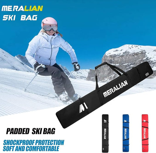Padded Ski Bag,Waterproof Full Padded Single Ski Travel Bag with Adjustable Shoulder Strap.