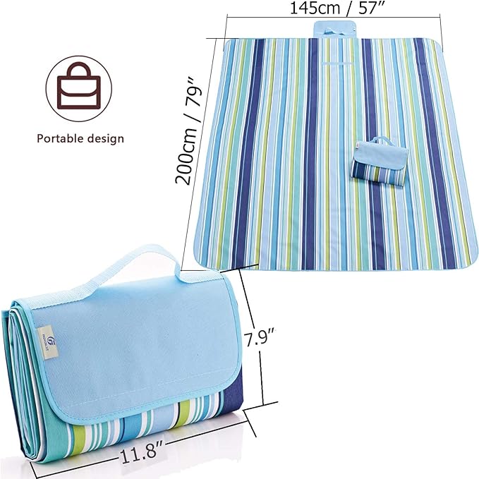 Beach Blanket Extra Large Picnic Blankets Sandproof Waterproof Outdoor Indoor Blanket Lightweight Handy Mat Portable Beach Mat for Camping Hiking Travel Park Grass