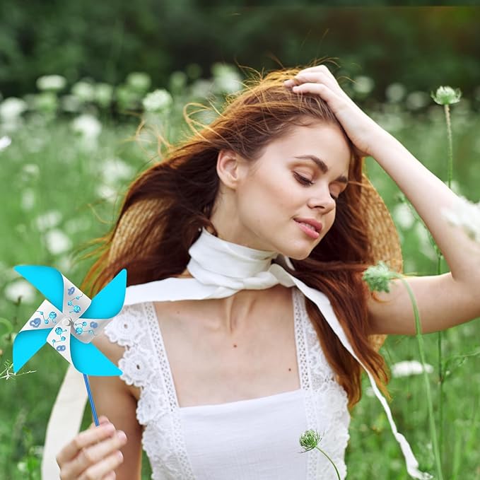 Chalyna 24 Pieces DIY Paper Pinwheels Handmade Blank Paper Pinwheels Graffiti Paper Craft, School Work, Home Crafting, Craft Group Activities(White)