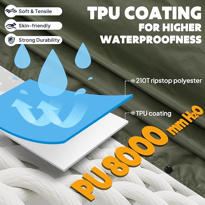 ANYOO Hooded Rain Poncho for Adults Waterproof Lightweight Rain Coat for Men Women Reusable Rain Jacket for Emergency Outdoor