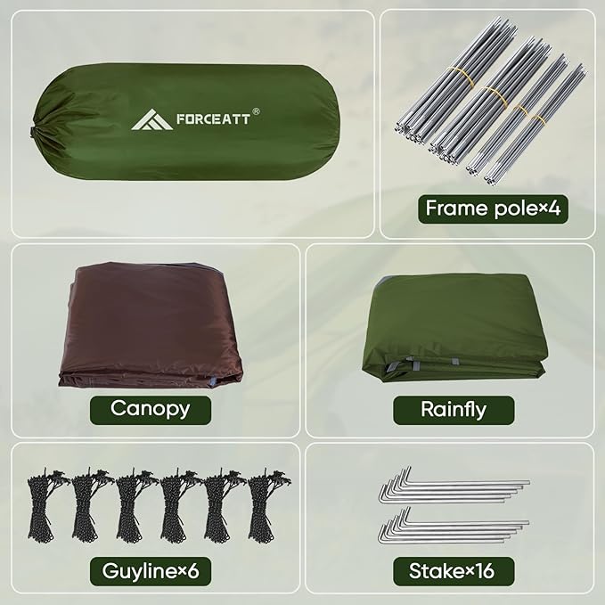 Forceatt Camping Tent 2/3/4 Person, Professional Waterproof & Windproof Lightweight Backpacking Tent Suitable for Outdoor,Hiking,Camping, Mountaineering and Travel