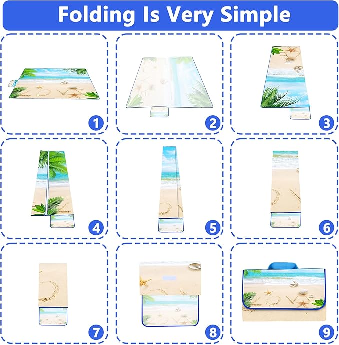 Picnic Blanket, Foldable Waterproof Sand Mat, Extra Large Picnic Blanket Outdoor Picnic Mat Beach Blanket for Park Grass Camping Hiking Travel Family Concerts