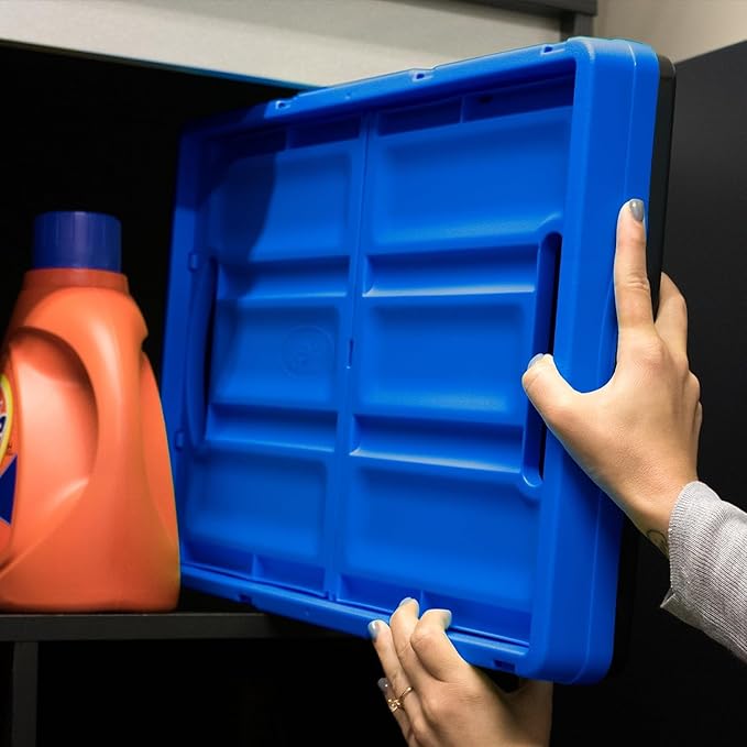 CleverMade Collapsible Storage Bins - Royal Blue 3 Pack 46L - Stackable Containers Heavy Duty Capacity Folding Crates - Space-Saving for Home