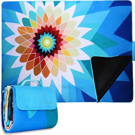 scuddles Picnic Blankets Dual Layers Picnic Blanket Outdoor Water-Resistant Handy Mat Tote Spring Summer Camping Blanket Great for The Beach
