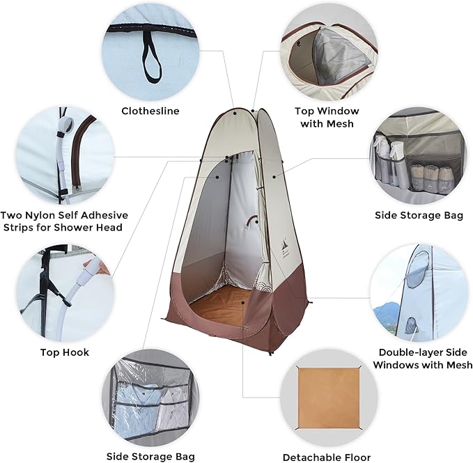 FLEXTAILGEAR Pop Up Privacy Tent Portable Camping Shower Instant Privacy Shelters Changing Dressing Room Pod Outdoor Camp Potty Toilet Bathroom with Carry Bag for Camping Hiking Beach Sunshade Fishing
