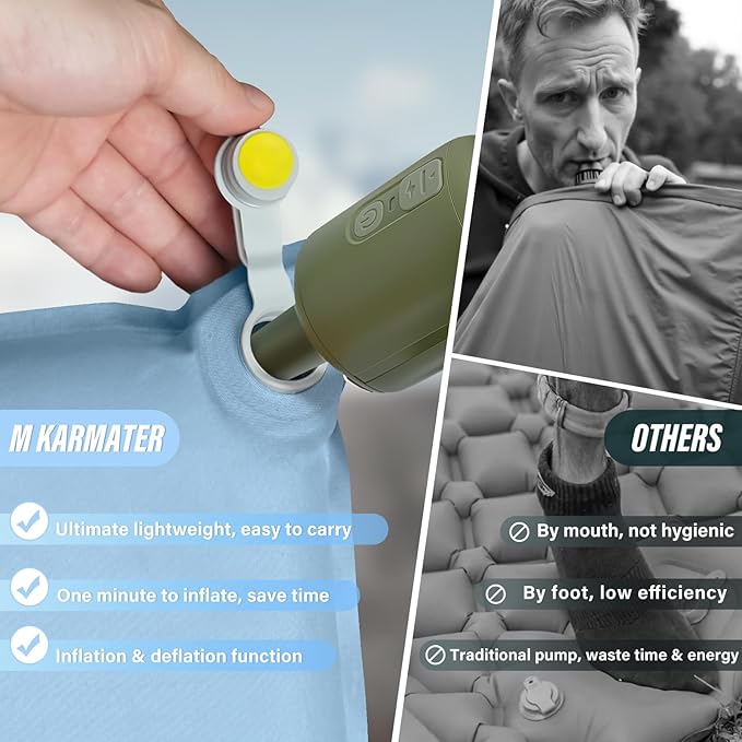 Self Inflatable Sleeping Pad, 3.1" Ultra-Thick Memory Foam Camping Pad，Fast Inflate & Deflate with Air Pump，Insulated Camping Mattress Pad for Travel, Camping, Backpacking and Hiking, All Season Use