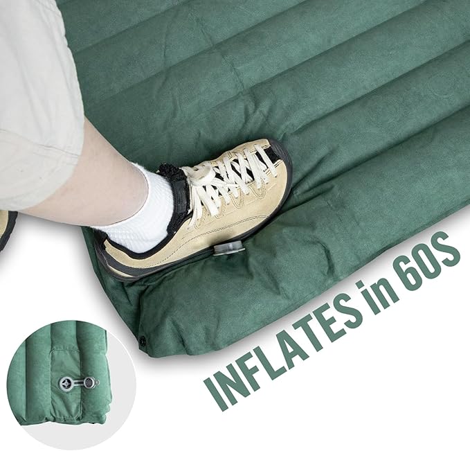 Night Cat Camping Sleeping Pad: Lightweight Backpacking Inflatable Sleeping Mat Built-in Pillow & Foot Pump