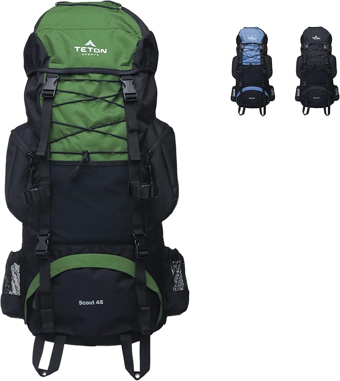 TETON 45L Scout Internal Frame Backpack for Hiking, Camping, Backpacking, Rain Cover Included