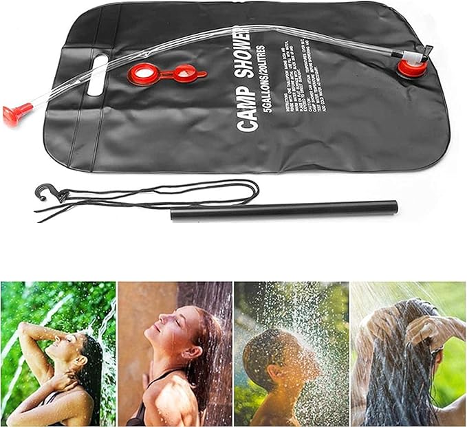 Solar Shower Bag, Gallons/20L Portable Camping Shower Bag with Hose and Shower Head Removable Shower Bag for Camping Beach Swimming Outdoor Traveling.