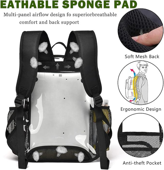 Clear Backpack,15 '' Clear Backpacks for School Heavy Duty PVC See Through Bag Waterproof Bookbag for Girls & Boys, Blue