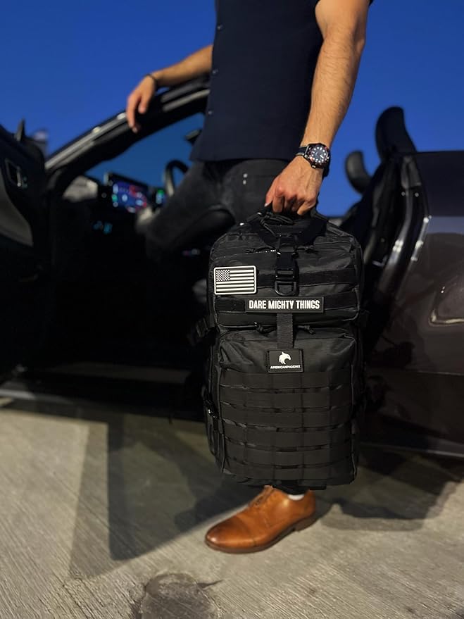 45L Elite Tactical Backpack | 3X Stronger Work & Military Backpack | Water Resistant and Heavy Duty | 3 Day MOLLE Bug Out Bag (Carbon Black)