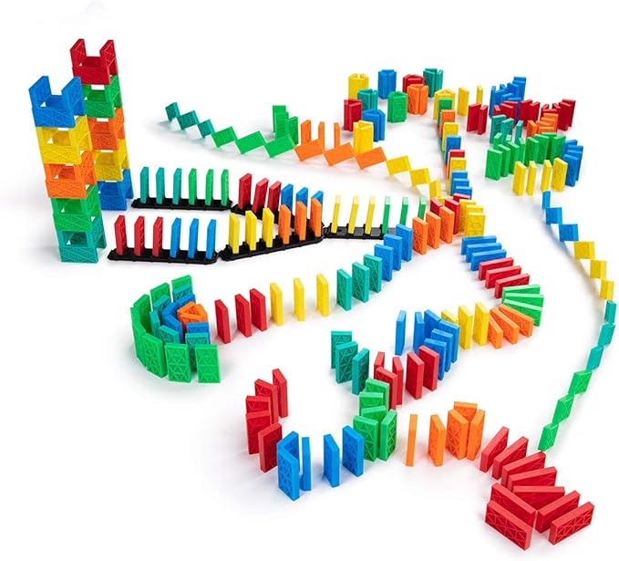 Bulk Dominoes Kinetic Domino Kit | Dominoes Set, STEM STEAM Small Toys, Family Games for Kids, Kids Toys and Games, Building, Toppling, Chain Reaction Sets (331pc)