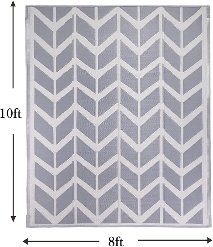 RURALITY Outdoor Rugs 8x10 Waterproof for Patios Clearance,Plastic Straw Mats for Backyard,Porch,Deck,Balcony,Reversible,Arrows Pattern