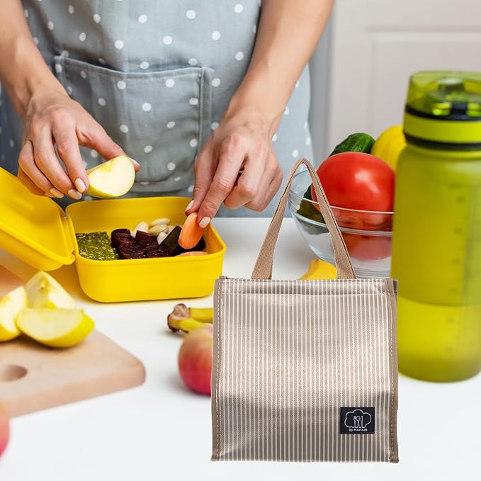 PATIKIL Insulated Lunch Bag, Oxford Cloth Waterproof Lunch Tote Bag Thermal Portable Lunch Box Food Container for Work Office Picnic Outdoor, 9.45"x5.91"x8.66", Khaki