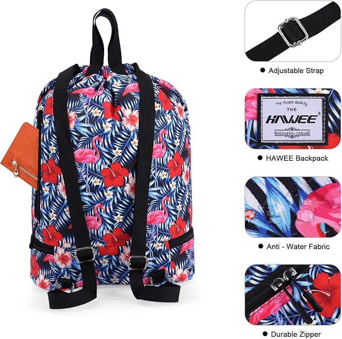Dry Wet Drawstring Backpack with Shoe Compartment for Women Adjustable Gym Bag