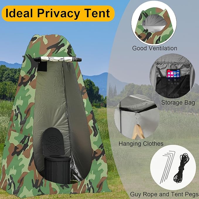 Portable Camping Toilet with Pop-Up Privacy Tent,Outdoor Portable Folding Toilet Potty for Adults,Outdoor Camping Shower Tents Changing Room Emergency Toilet Tent Kit with Carry Bag