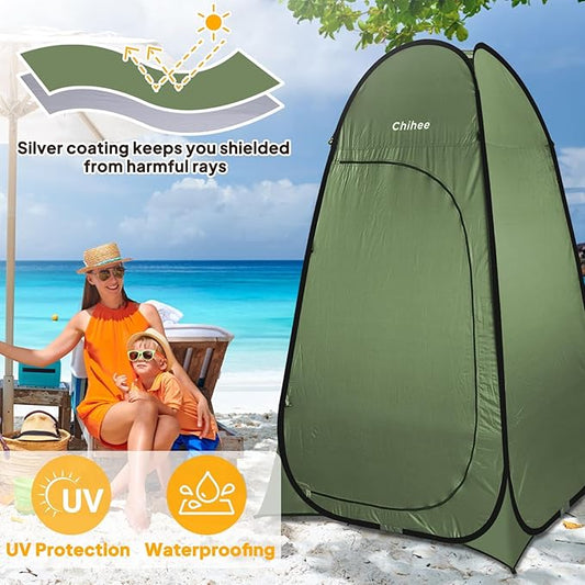 Chihee Outdoor Privacy Shelter Pop Up Camping Bathroom Tent Pod Portable Changing 1 Room Instant Camp Toilet Stall Shower Tents Dressing Room Foldable with Cover Floor Carry Bag Hiking Fishing