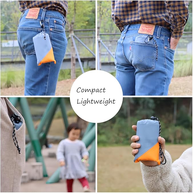 Orga'Neat Pocket Picnic Blanket, Sandproof Lightweight Pocket Camping Tarp, 55″x 60″ Foldable & Fits into Small Bag, Water Resistant Washable Quick Dry Compact Beach Mat for Outdoor Recreation