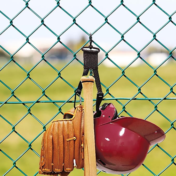 Baseball Softball Gear Hanger Dugout Organizer -Multipurpose Hanging Buckle Metal Hangers for Hold Outdoor Sports Equipment, Camping, Gloves, Helmets, Bats, Water Bottle Holder (Black 4Pcs)