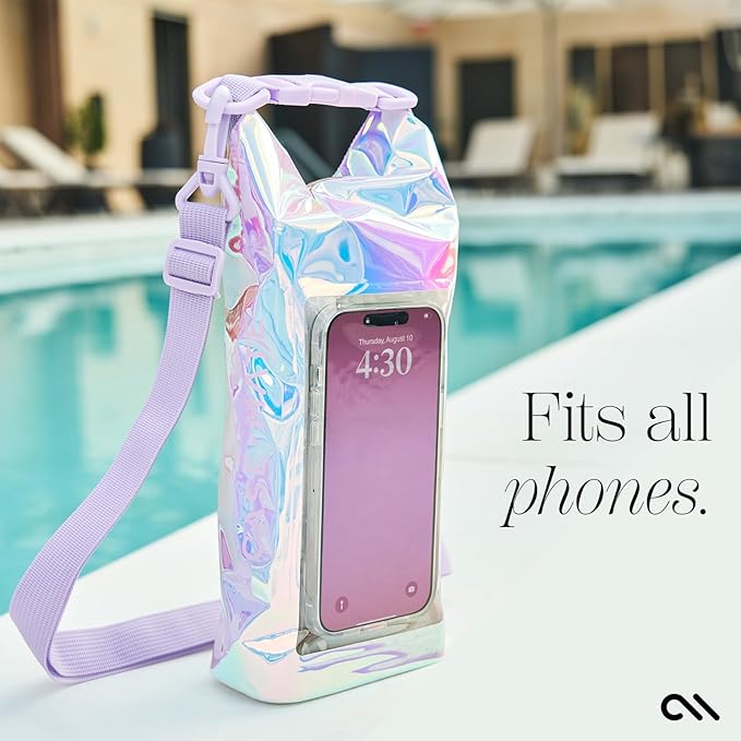 Case-Mate IP68 Waterproof Dry Bag 2L - Roll Top Backpack w/Phone Case/Pouch Boating & Kayak Accessories Essentials for Camping Swimming Beach Fishing Rafting Travel Soap Bubble, CM052390