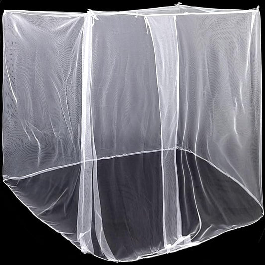 4 Corners Mosquito Net for Mosquiteros para Camas Bed Canopies Netting Bed Drapes Rectangular Mosquito Mesh for Camping Home Outdoor Travel Dormitory(White,L87 X W79 X H79 Inch)