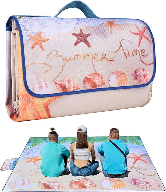 Picnic Blanket, Foldable Waterproof Sand Mat, Extra Large Picnic Blanket Outdoor Picnic Mat Beach Blanket for Park Grass Camping Hiking Travel Family Concerts