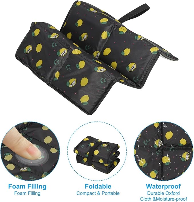 PATIKIL 15.7"x11.6"x0.4" Foldable Hiking Seat Pad, Cushion Sitting Pads Foam Mat Ultralight Waterproof for Outdoor Camping Picnic Stadium, Yellow Black