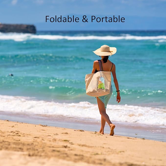 Large Beach Blanket Waterproof Sandproof, 78''×86'' Foldable Picnic Blankets for 4 Adults with Stakes and Sand Pocket, Colorful Blossoms Pattern Beach Mat Vacation Essentials Accessories Must Haves