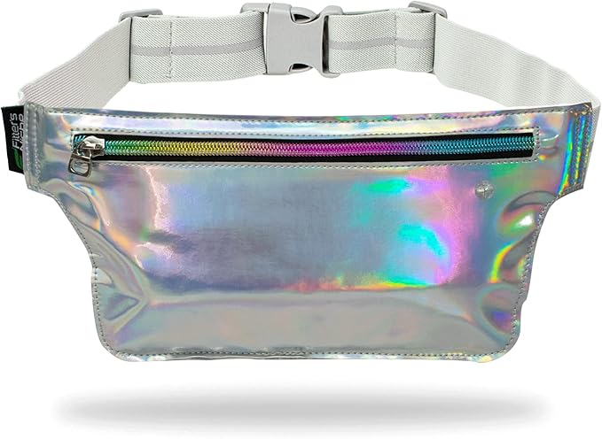Fitter's Niche Holographic Fanny Pack with Glow-in-the-Dark Trim – Water-Resistant Waist Bag for Raves, Concerts & Outdoor Festivals | Adjustable Unisex Belt with Phone Pocket