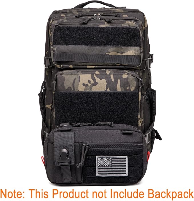 Tactical Molle Admin Pouch of Laser Cut Design,Medical EMT Organizer with Phone Pouch,EDC EMT Pack IFAK Tool Holder with US Patch (Small Black-Include Accessories)