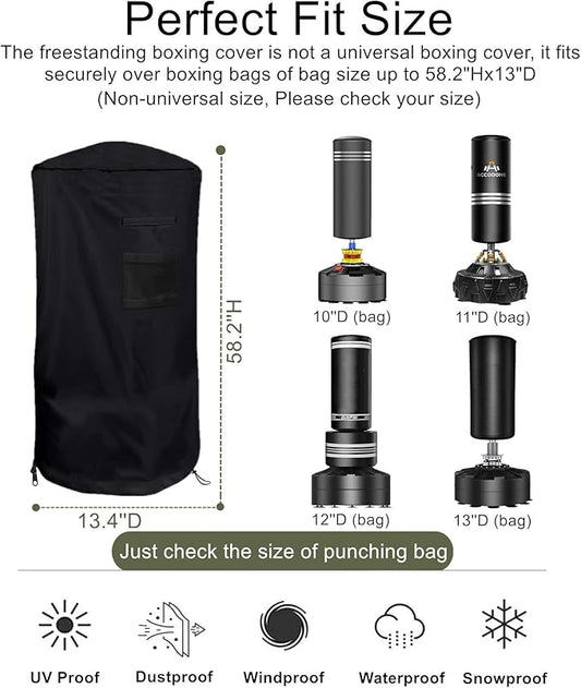 Falezern Freestanding Punching Bag Protective Cover, Adjustable Thickened Heavy Duty, Waterproof for Outdoor Boxing